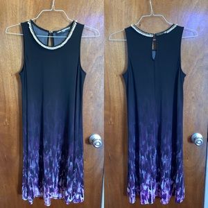 Karl Lagerfeld Knit A Line Dress with Pearl Chain